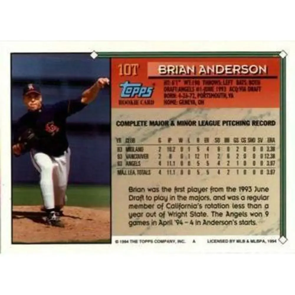 1994 Topps Traded Brian Anderson RC 10T California Angels